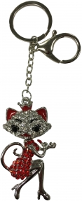 PORTE CLE CHATTE STRASS ARGENTE (LOT DE 6) Accueil